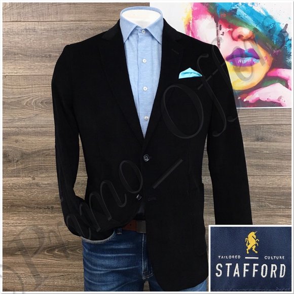 Stafford Mens Blazer Sport Coat Two Button Casual Jacket Size 42L Corduroy Suits - Picture 1 of 13